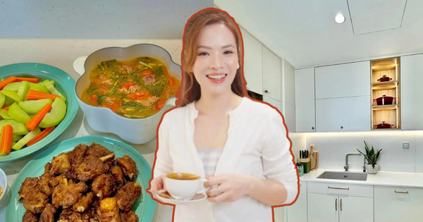 Mỹ nhân đảm đang nhất vũ trụ VFC: Bếp bóng loáng như trong phim quảng cáo, mâm cơm nhà ú ụ nhìn món nào cũng thèm!