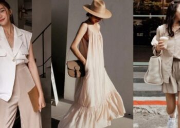 Cách mặc trang phục màu be nhẹ mát trong mùa hè