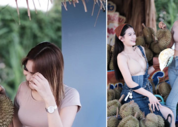 Xôn xao hình ảnh cô gái Thái mặc bikini nóng bỏng bán sầu riêng