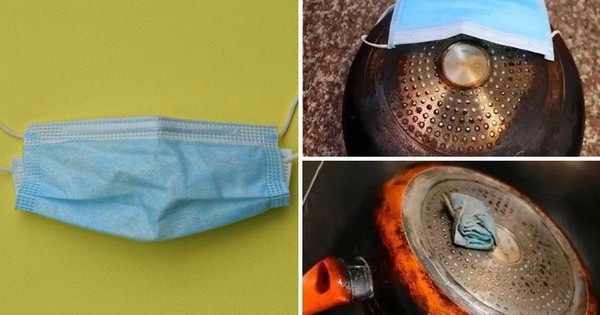 Bằng cách này, 1 chiếc khẩu trang có thể đánh bay mọi vết bẩn ở đáy chảo