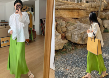 Mặc chân váy xanh như thế này đẹp quá, bảo sao ai cũng muốn sắm một chiếc để diện hè này