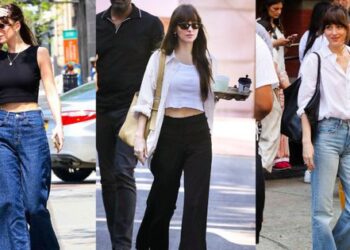 Mặc quần ống rộng đỉnh như Dakota Johnson: Phối đồ rất đơn giản nhưng vẫn trẻ trung, tinh tế