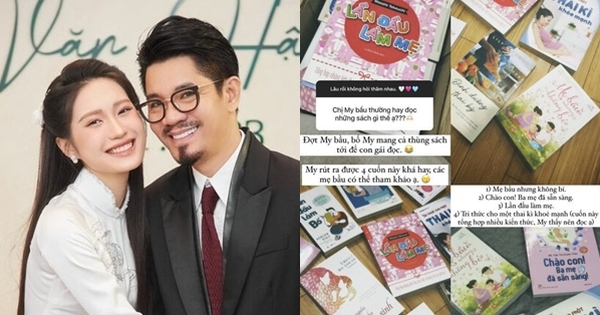 Biết con gái mang bầu, bố Doãn Hải My đã mang cả thùng sách đến, ai làm mẹ lần đầu cũng nên đọc