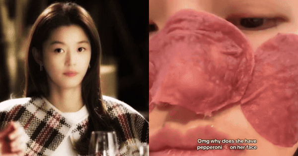 Loại mặt nạ đỏ nhìn hơi giật mình nhưng giúp Jun Ji Hyun chống lão hóa, lại rất dễ mua ở siêu thị