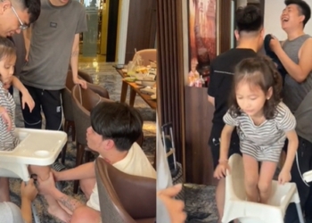 Đẻ con gái cho thùy mị, nết na: Bé gái mắc kẹt vào ghế ăn dặm và cái kết khiến ai nấy cười bò
